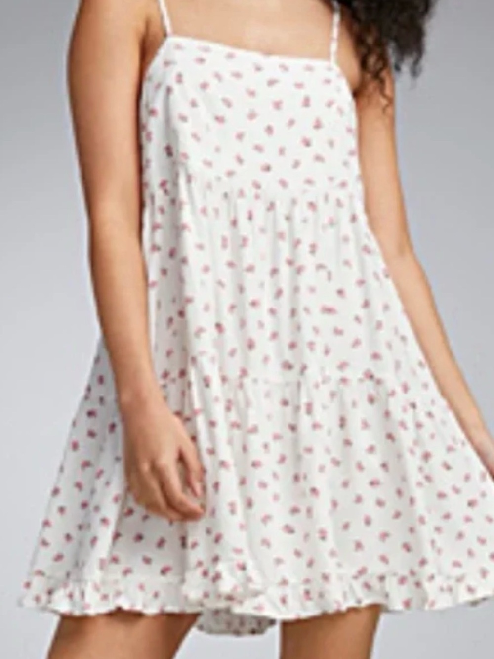 White Spaghetti-Strap Dress with Pink Polka Dots